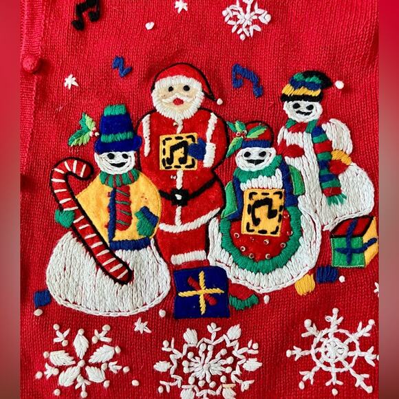 Vintage Ugly Christmas Sweater Cardigan Large - Designers Originals Studio - Picture 4 of 11